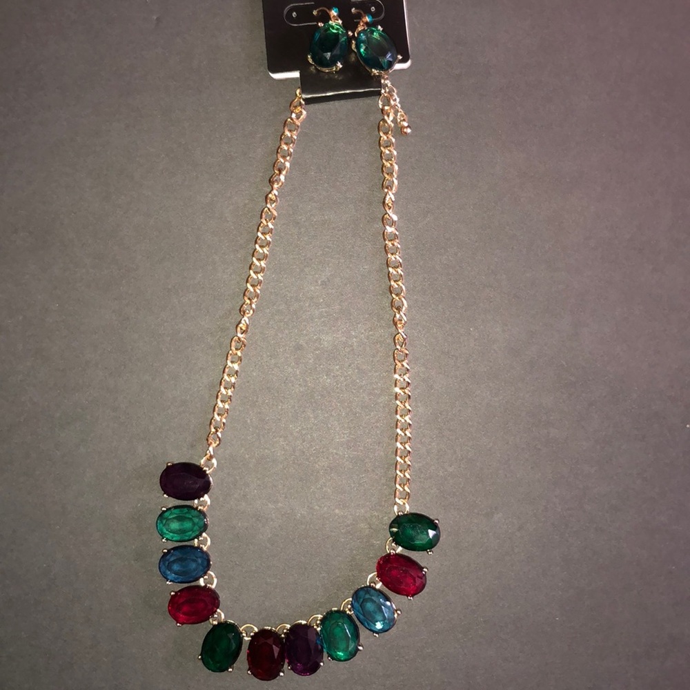 Mixit Erring and Necklace Set